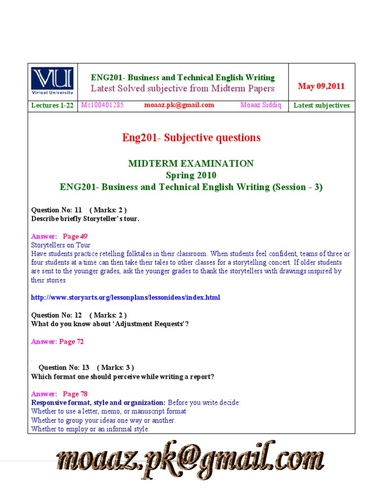 eng201 - business and technical english writing handouts